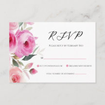 Convite de RSVP de Bat Mitzvah Floral Rosa Moderno