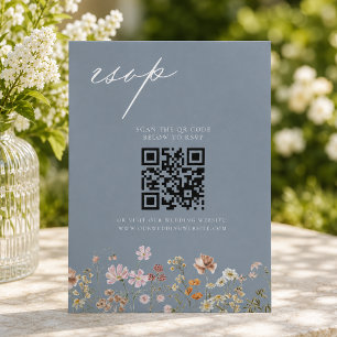 Convite de RSVP de Casamento com Código QR Wildflo