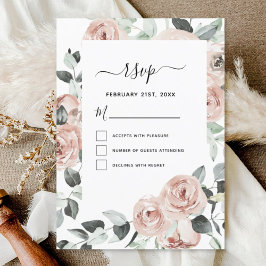 Convite de RSVP de casamento com verde floral de e