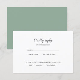 Convite de RSVP de casamento em verde sage moderno