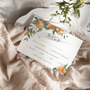 Convite de RSVP de casamento moderno com laranja b