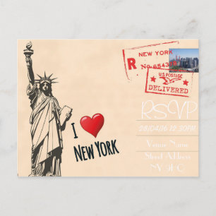 Convite de RSVP de Casamento Temático de Nova York