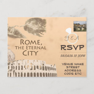 Convite de RSVP de Casamento Temático de Roma com