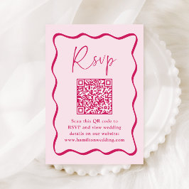 Convite de RSVP de Código QR com Moldura Ondulada 