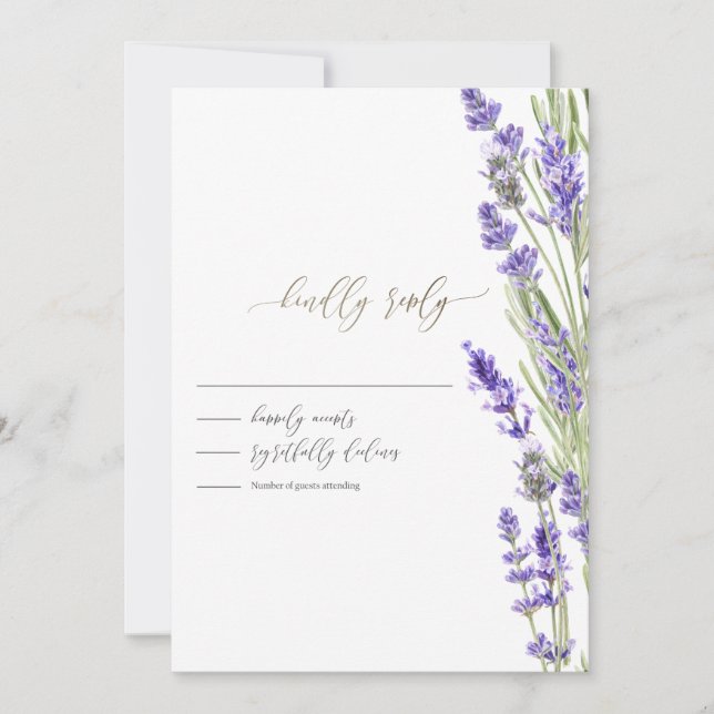 Convite de RSVP de folhagem de lavanda (Frente)