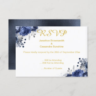 CONVITE DE RSVP DE ROSA INCORPORADO AZUL ELEGANTE