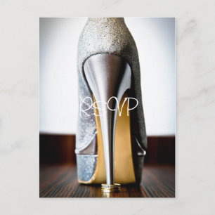 Convite de RSVP de Sapato de Noiva Stiletto com Fo