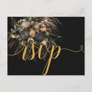 Convite de RSVP Floral Vintage Escuro