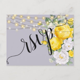 Convite de RSVP Luzes Rústicas Elegantes Amarelas 