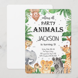 Convite de Safari de Animais Editável