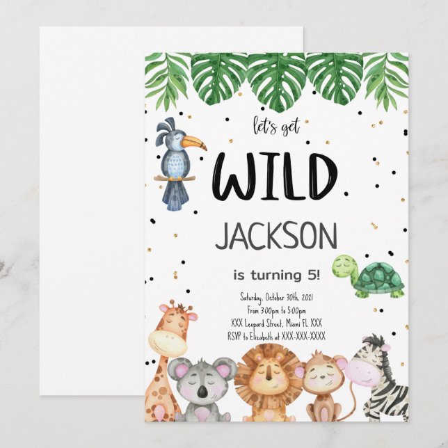 Convite de Safari Editável (Frente/Verso)