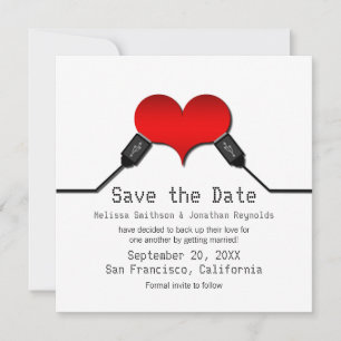 Convite de Salvamento de Data USB Love Connection,