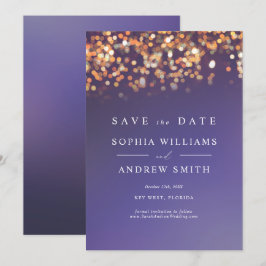 Convite de Salvar a Data Azul Céu e Dourado