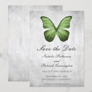 Convite de Salvar a Data com Borboleta Verde
