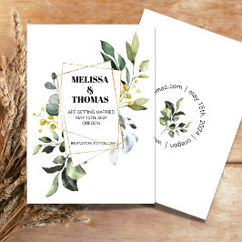 Convite de Salvar a Data com Folhagem Botânica