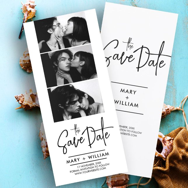 Convite de Salvar a Data de Casamento com Cabine d (Modern Photo Booth Wedding Save the Date Invitation)