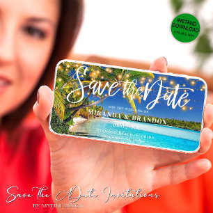 Convite de Salvar a Data de Praia Tropical Digital