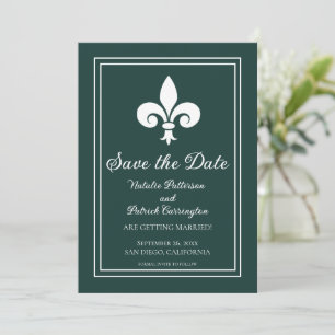 Convite de Salvar a Data Fleur de Lis Verde Esmera