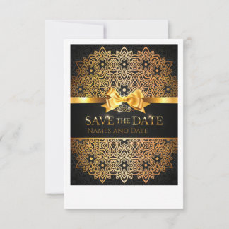 Convite de Salvar a Data Luxuoso Dourado Mandala