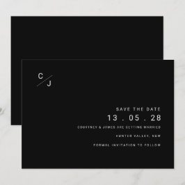 Convite de salvar a data moderno preto e branco