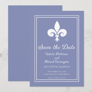 Convite de Salve a Data Fleur de Lis Periwinkle