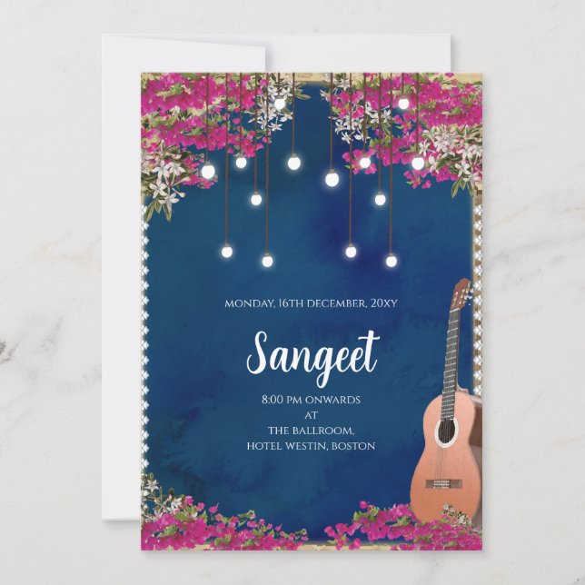 Convite de Sangeet indiano & cartões de casamento  (Frente)