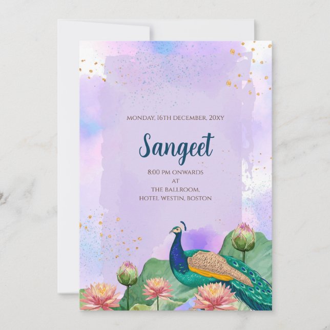 Convite de Sangeet indiano & cartões de casamento  (Frente)