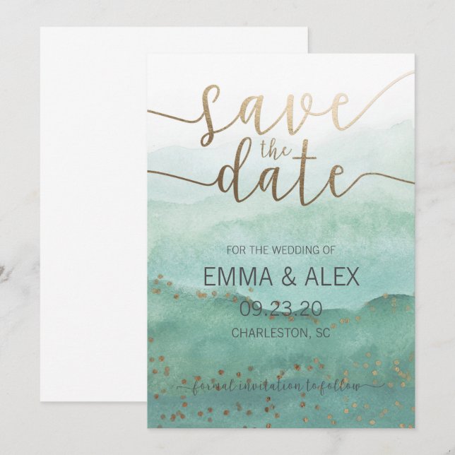 Convite de Save the Date aquarela (Frente/Verso)