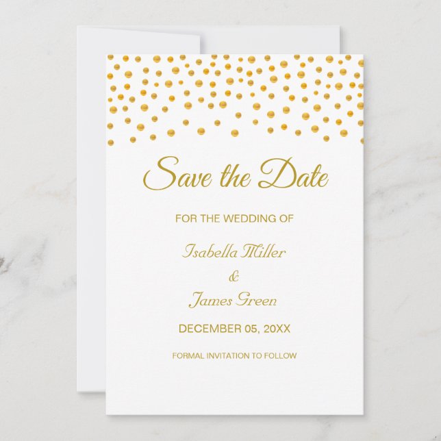 Convite de Save the Date Black Gold White Wedding (Frente)