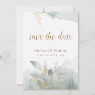 Convite de Save the Date botânico em aquarela