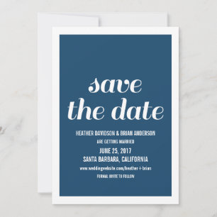 Convite de Save the Date Charme, Azul Escuro