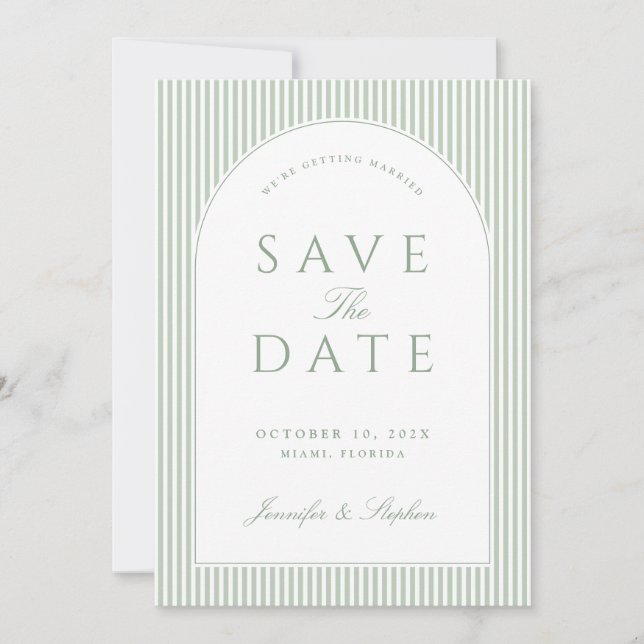 Convite de Save the Date Clássico em Verde Sage (Frente)