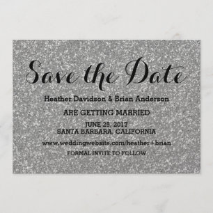 Convite de Save the Date com Brilho Prateado