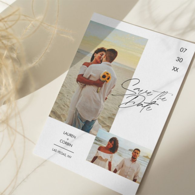 Convite de Save The Date com Foto Moderno e Simple (Criador carregado)