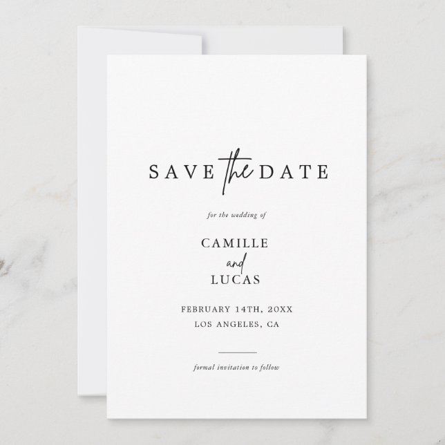 Convite de Save the Date com Foto Preto e Branco (Frente)