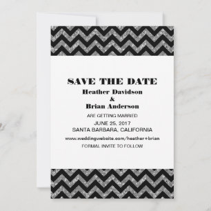 Convite de Save the Date com Glitter Chevron, Prat