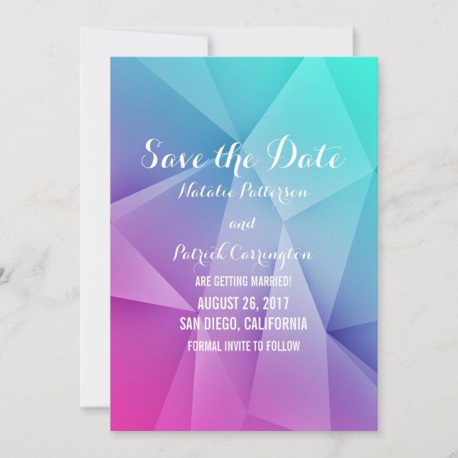 Convite de Save the Date com Tons de Joias Multico (Frente)