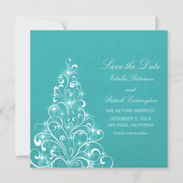 Convite de Save the Date da Árvore de Natal Espelh (Frente)