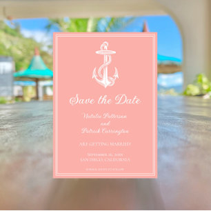 Convite de Save the Date de Âncora Náutica Coral