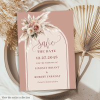 Convite de Save the Date de Arco Floral Boho Rosa