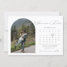 Convite de Save the Date de calendário de Arco com