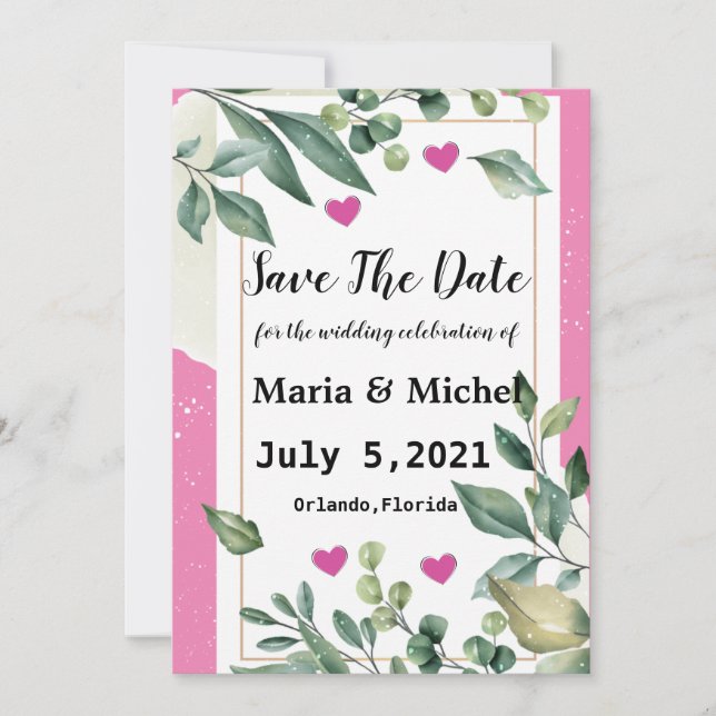 Convite de Save The Date de Casamento (Frente)