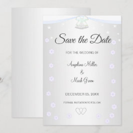 Convite de Save the Date de casamento prateado e b