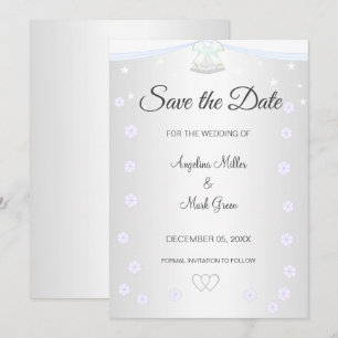 Convite de Save the Date de casamento prateado e b