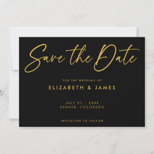 Convite de Save The Date de casamento preto modern