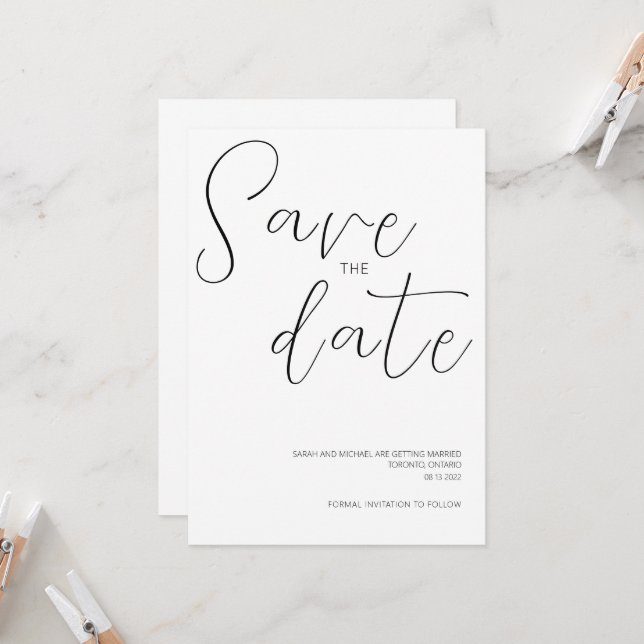 Convite de Save the Date de Casamento Simples (Frente/Verso In Situ)