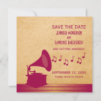 Convite de Save the Date de Gramofone Vintage Fúcs