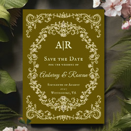 Convite de Save the Date de Monograma Floral Vinta