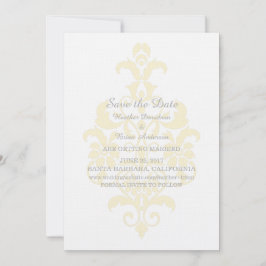 Convite de Save the Date de Subtile Damasco Amarel