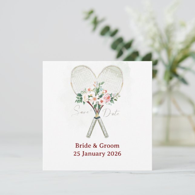 Convite de Save the date de Tênis para Casamento (Em pé/Frente)
